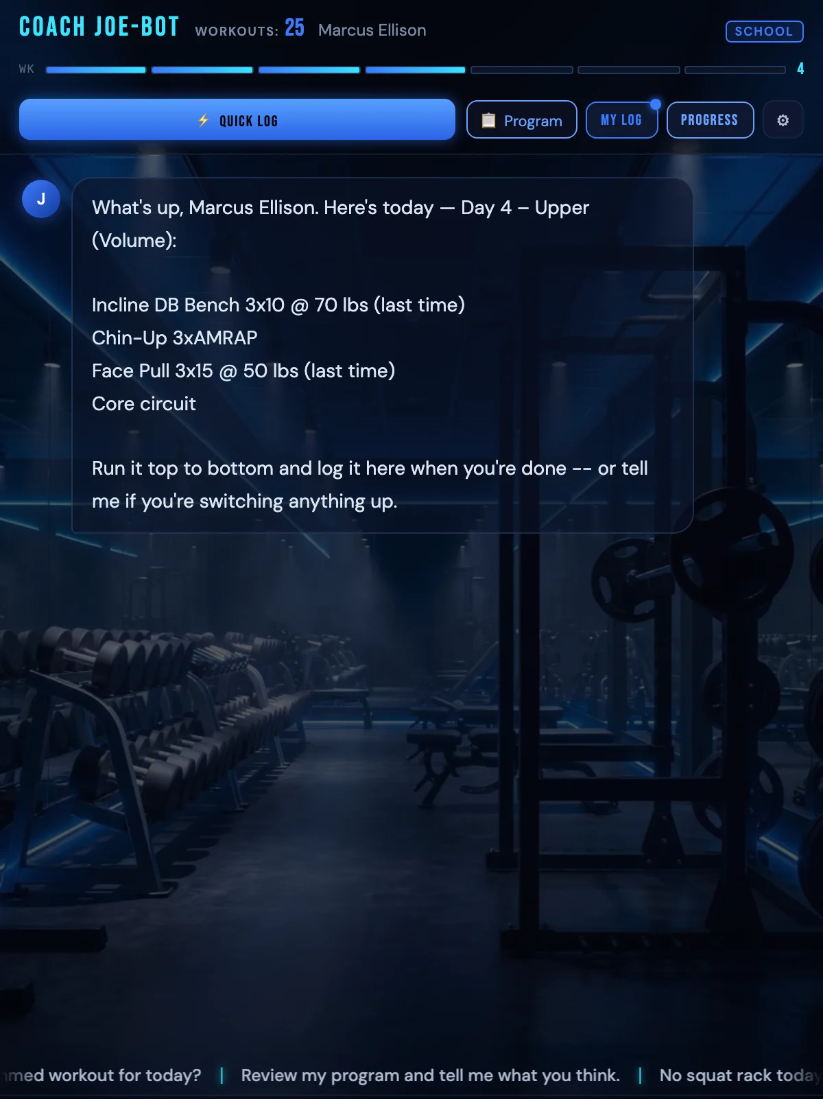 Coach Joe, In Your Pocket: Wilco app screenshot