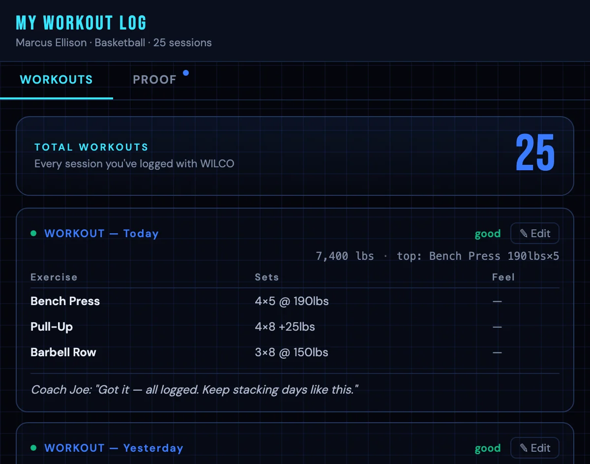 Log It However You Talk: Wilco app screenshot